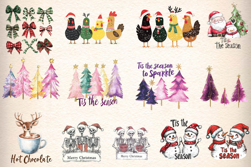 Retro Christmas Quotes Clipart Bundle - CraftNest - Digital Crafting and Art