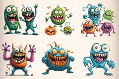 Cute Halloween Monsters Clipart Bundle - CraftNest - Digital Crafting and Art