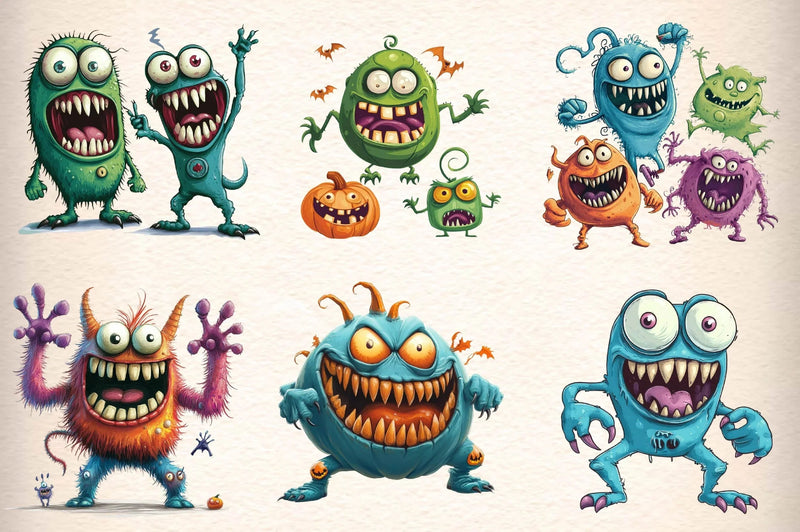 Cute Halloween Monsters Clipart Bundle - CraftNest - Digital Crafting and Art