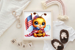 Cute Patriotic Bee Clipart Bundle - CraftNest - Digital Crafting and Art