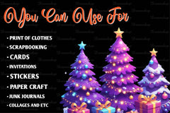 Purple Christmas Tree Clipart Bundle - CraftNest - Digital Crafting and Art