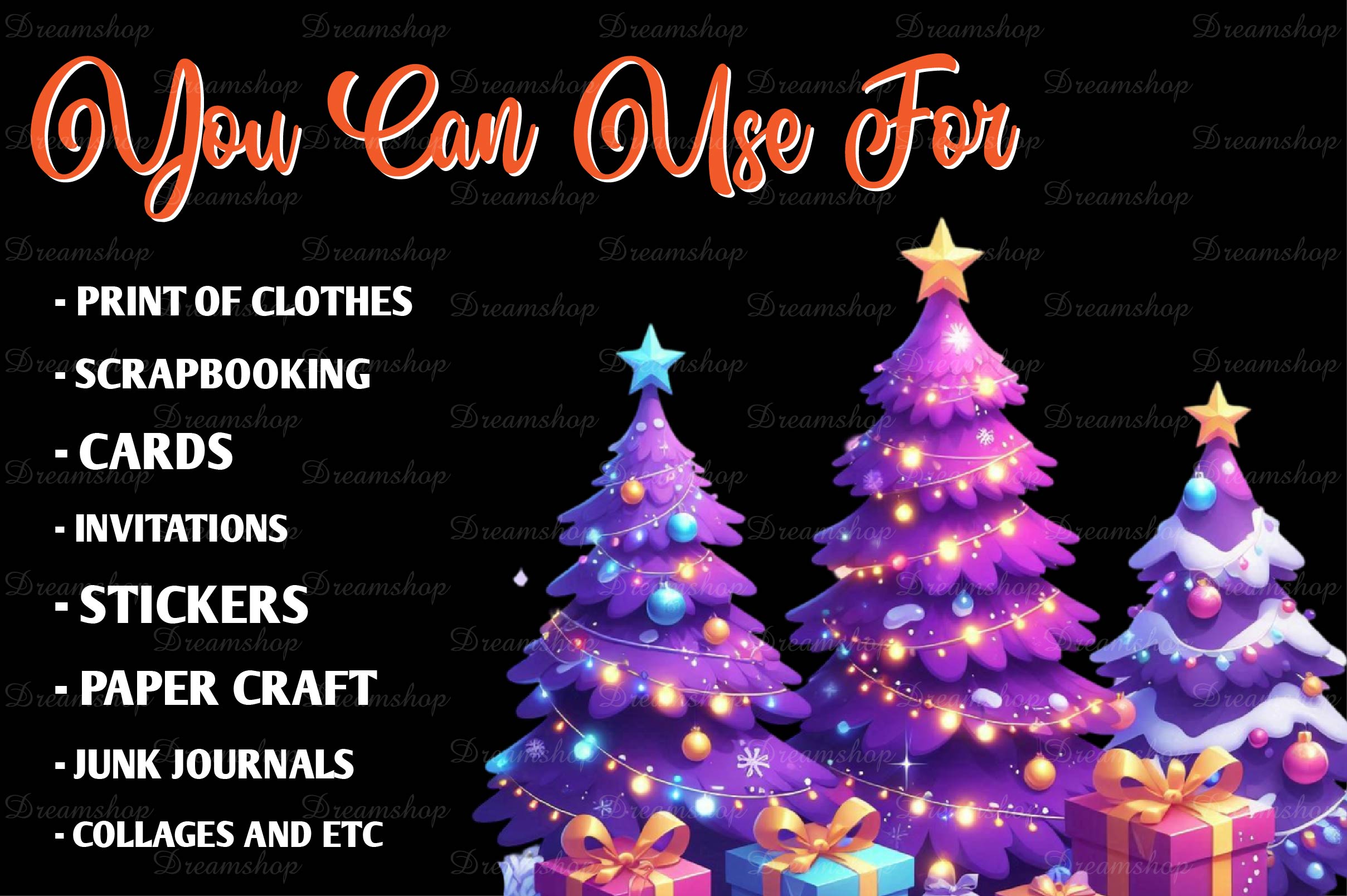 Purple Christmas Tree Clipart Bundle - CraftNest - Digital Crafting and Art