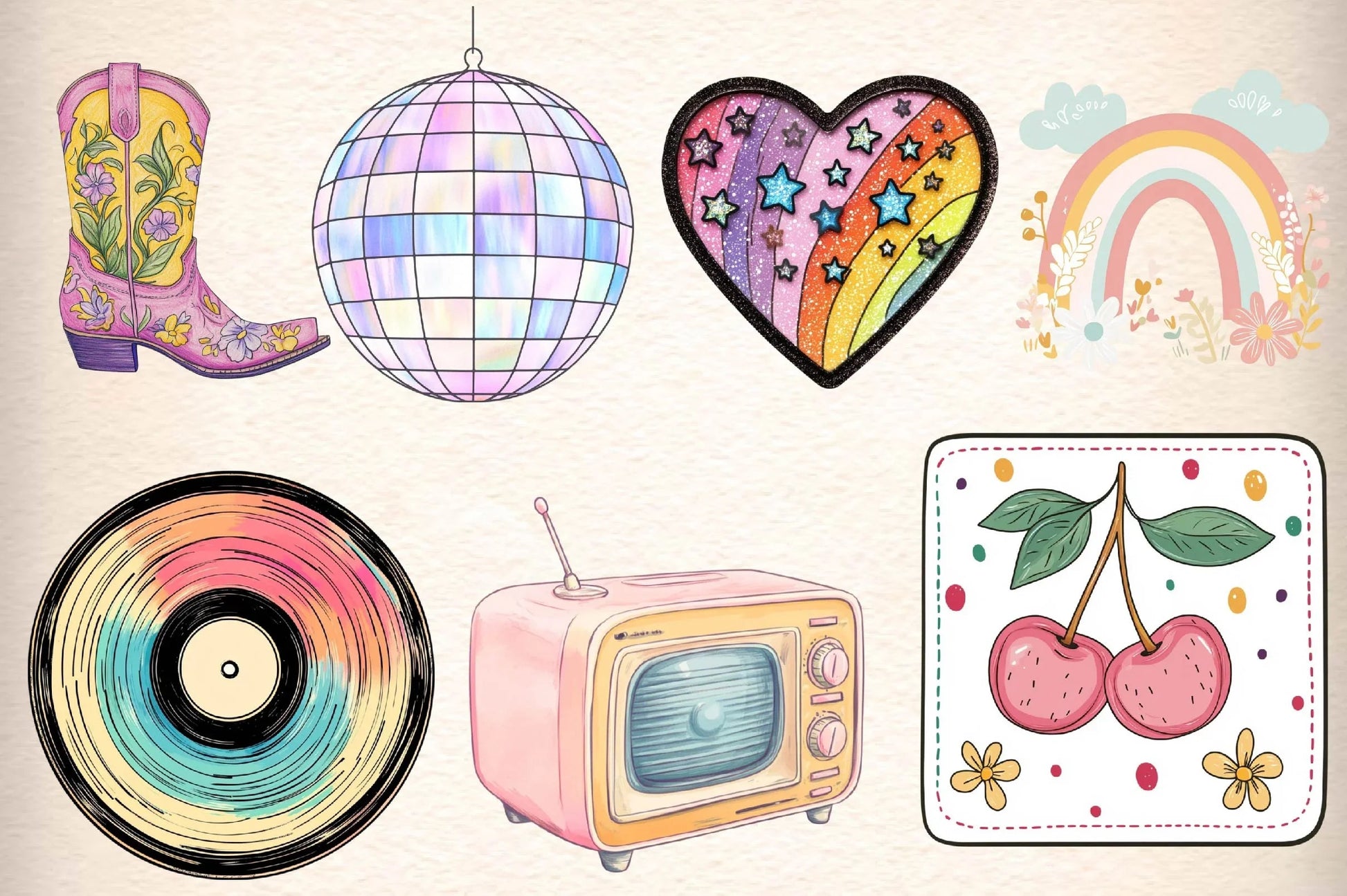 Retro Groovy Clipart Bundle - CraftNest - Digital Crafting and Art