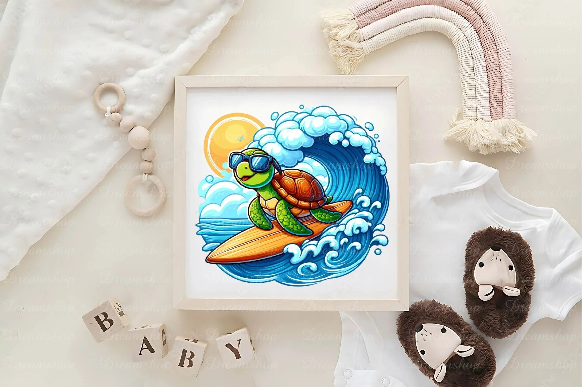 Summer Turtle Surfing On Wave Clipart Bundle - CraftNest - Digital Crafting and Art