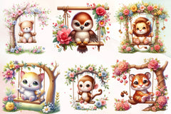 Animals On Swings Clipart Bundle - CraftNest - Digital Crafting and Art