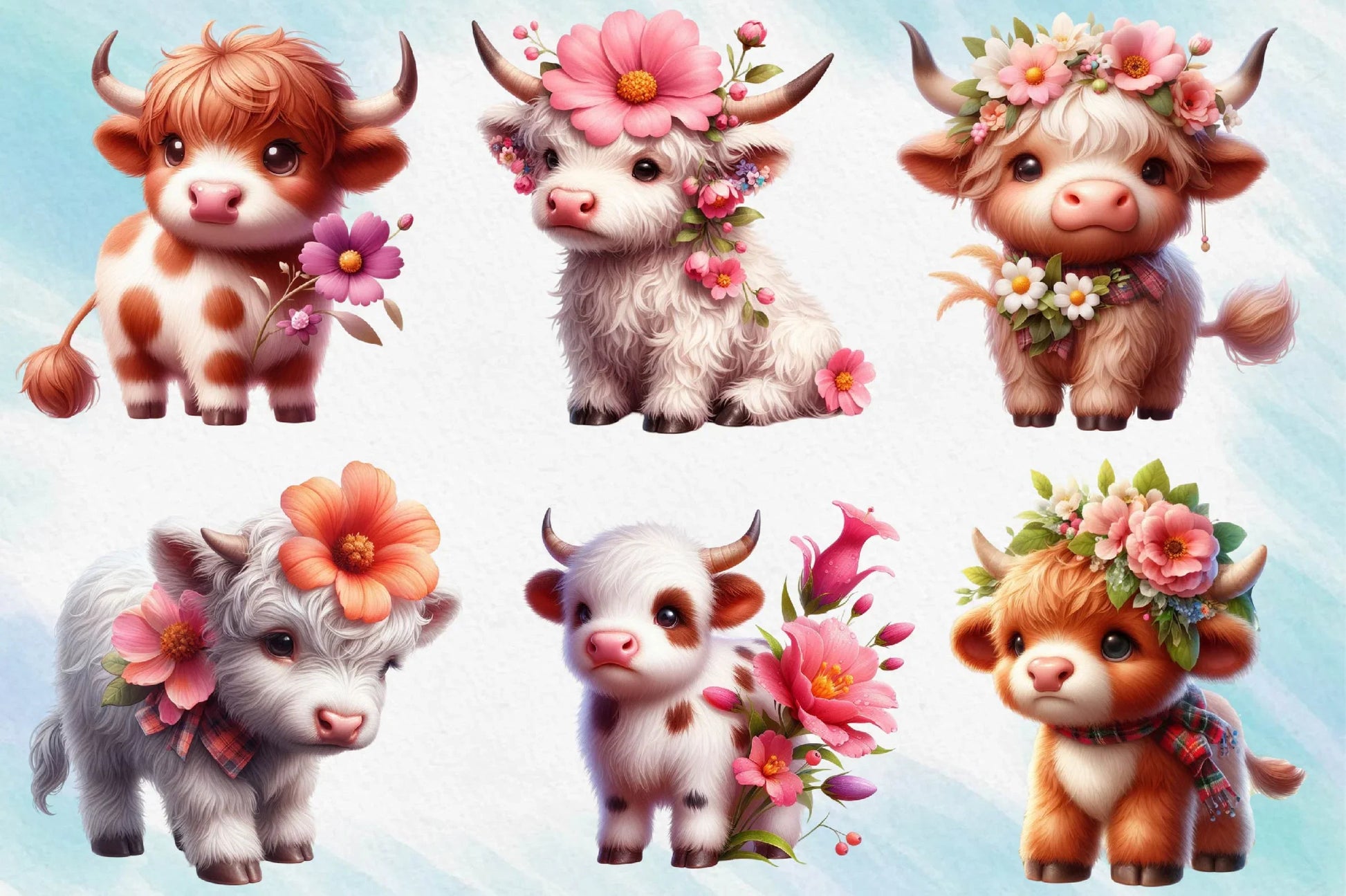 Spring Highland Cow Clipart Bundle - CraftNest - Digital Crafting and Art