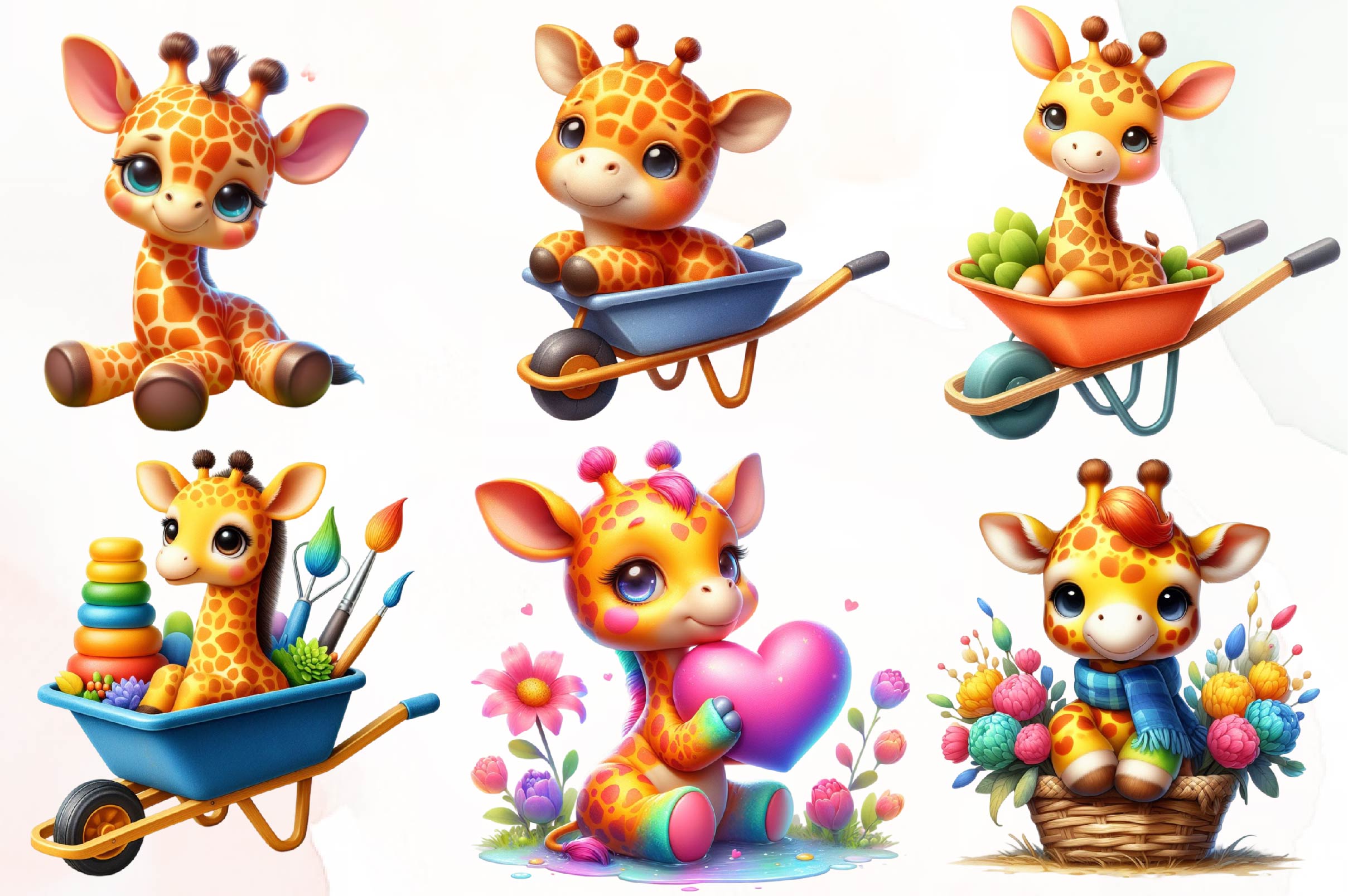 Giraffe Spring Flowers Clipart Bundle - CraftNest - Digital Crafting and Art