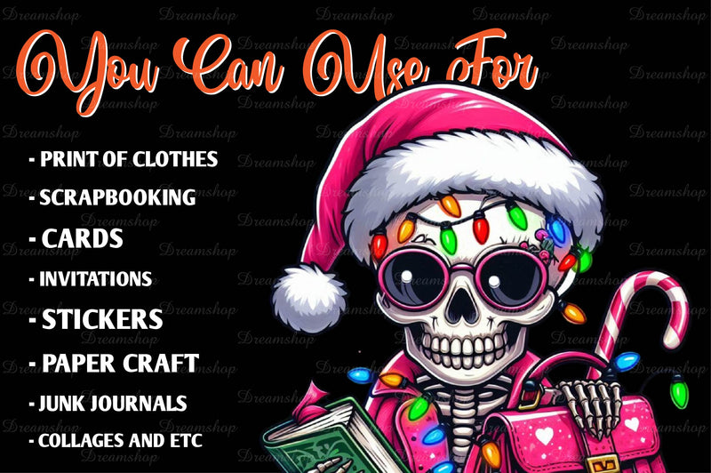 Cute Christmas Skeleton Clipart Bundle - CraftNest - Digital Crafting and Art