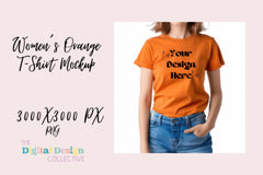 Women's Orange T-shirt Mockup - CraftNest - Digital Crafting and Art