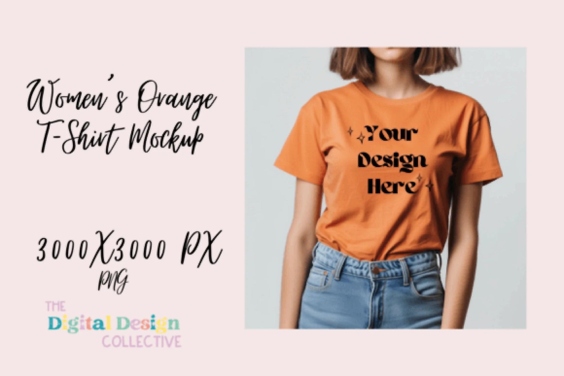Women's Orange T-shirt Mockup - CraftNest - Digital Crafting and Art