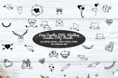Valentine Love & Wedding Doodles Clipart Bundle - CraftNest - Digital Crafting and Art