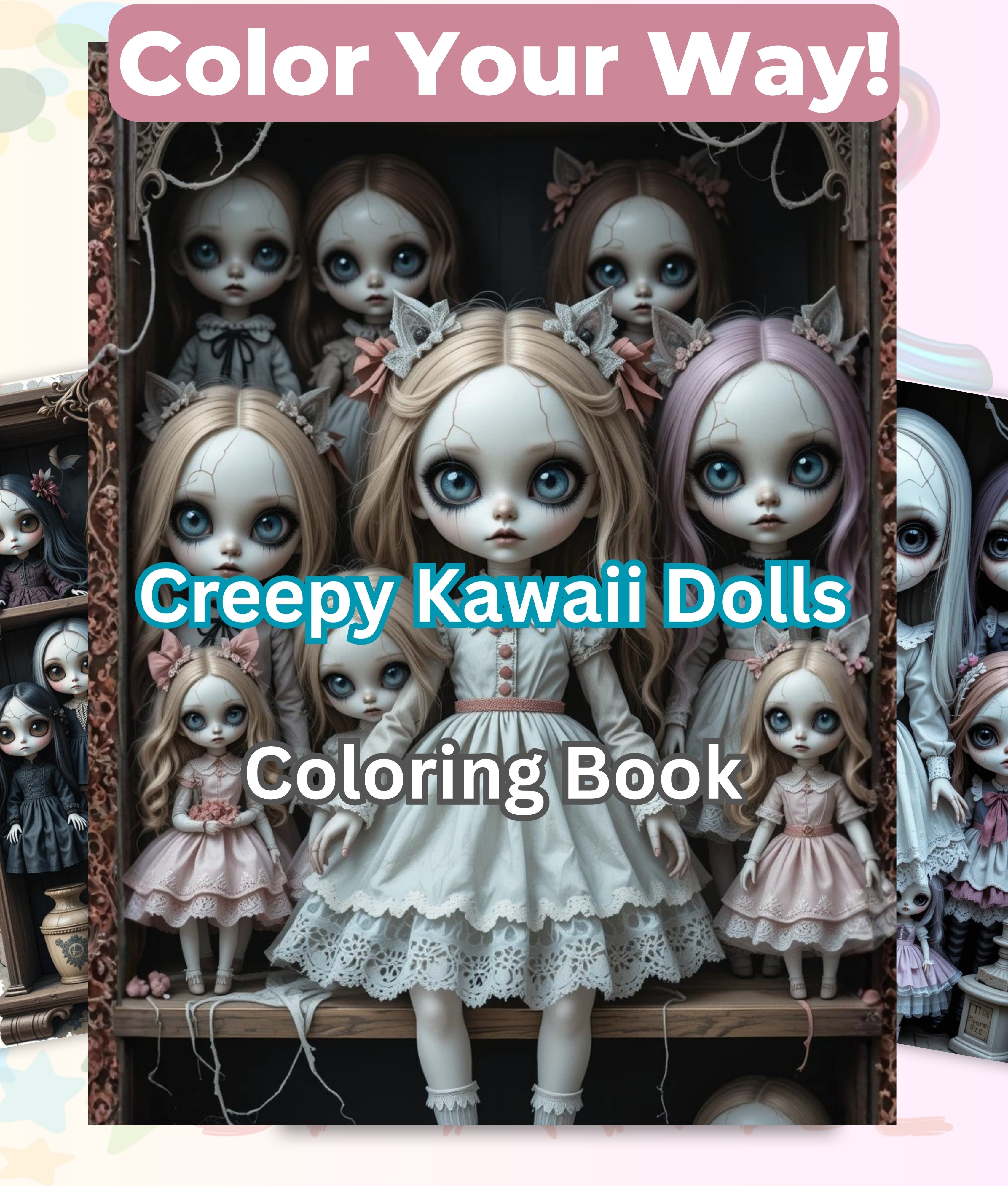 Creepy Kawaii Doll Coloring Book Bundle