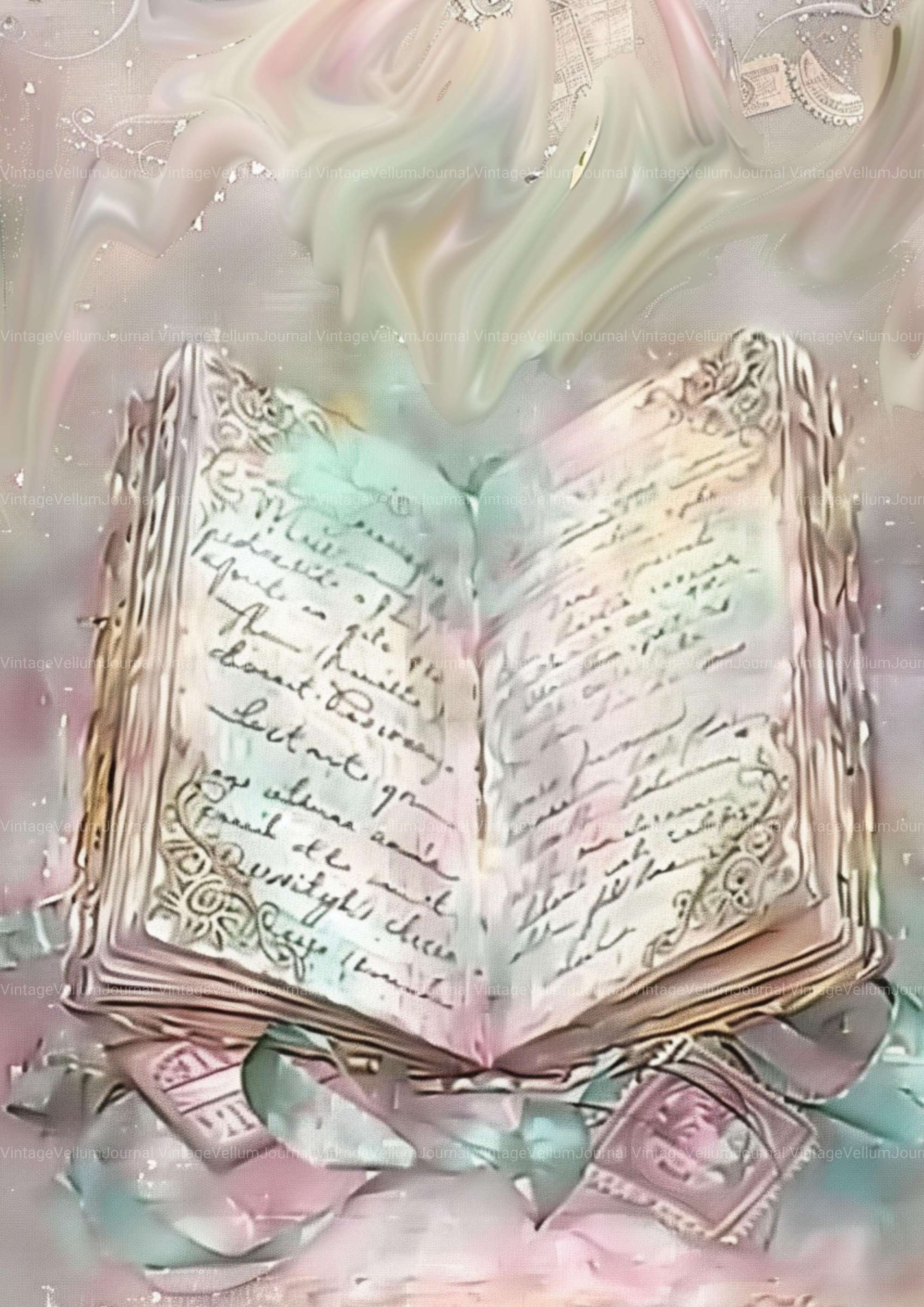 Green Pink Junk Journal Pages - CraftNest - Digital Crafting and Art