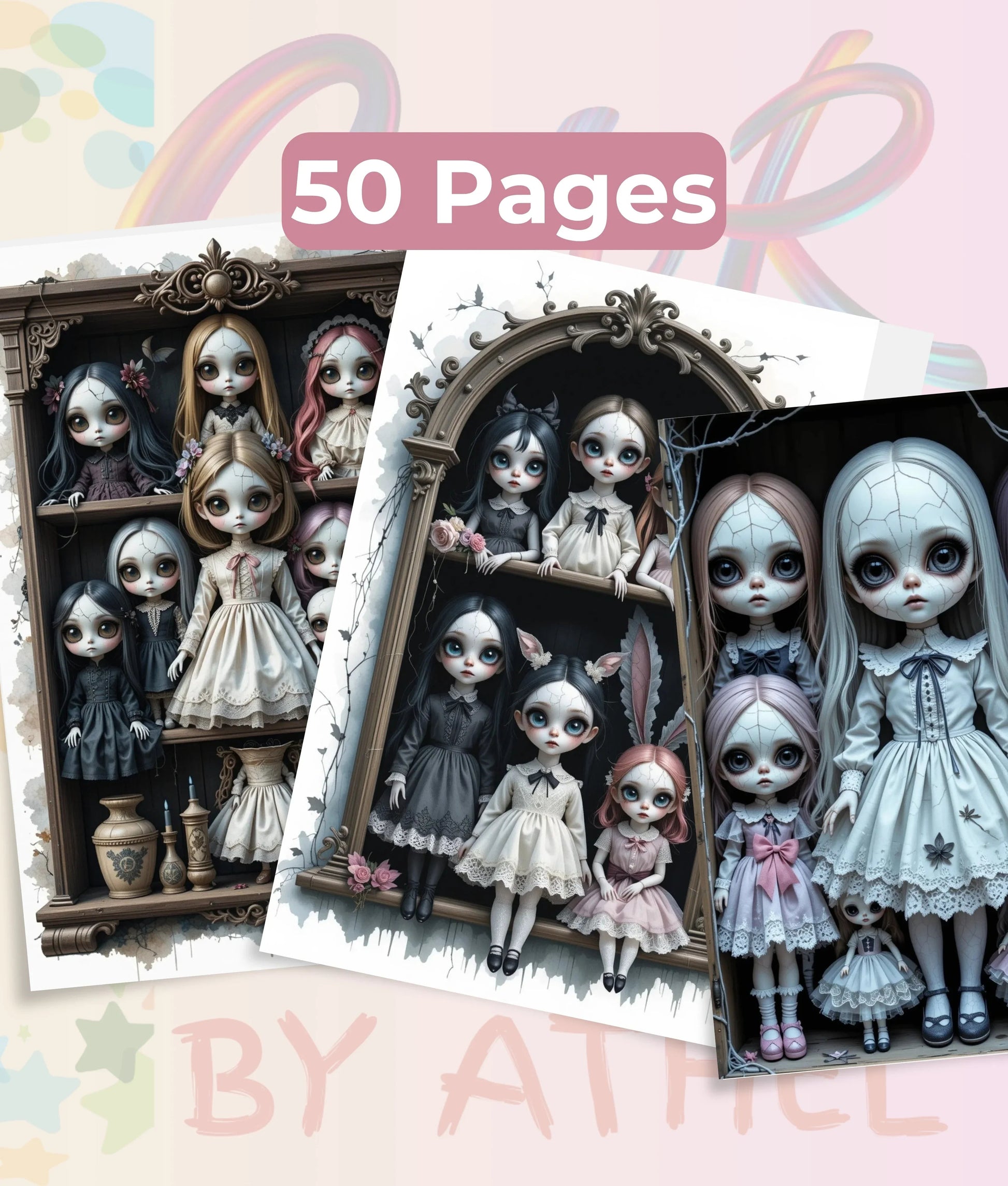 Creepy Kawaii Doll Coloring Book Bundle - CraftNest - Digital Crafting and Art