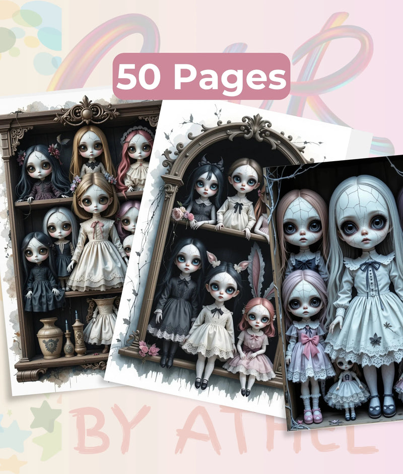 Creepy Kawaii Doll Coloring Book Bundle - CraftNest - Digital Crafting and Art