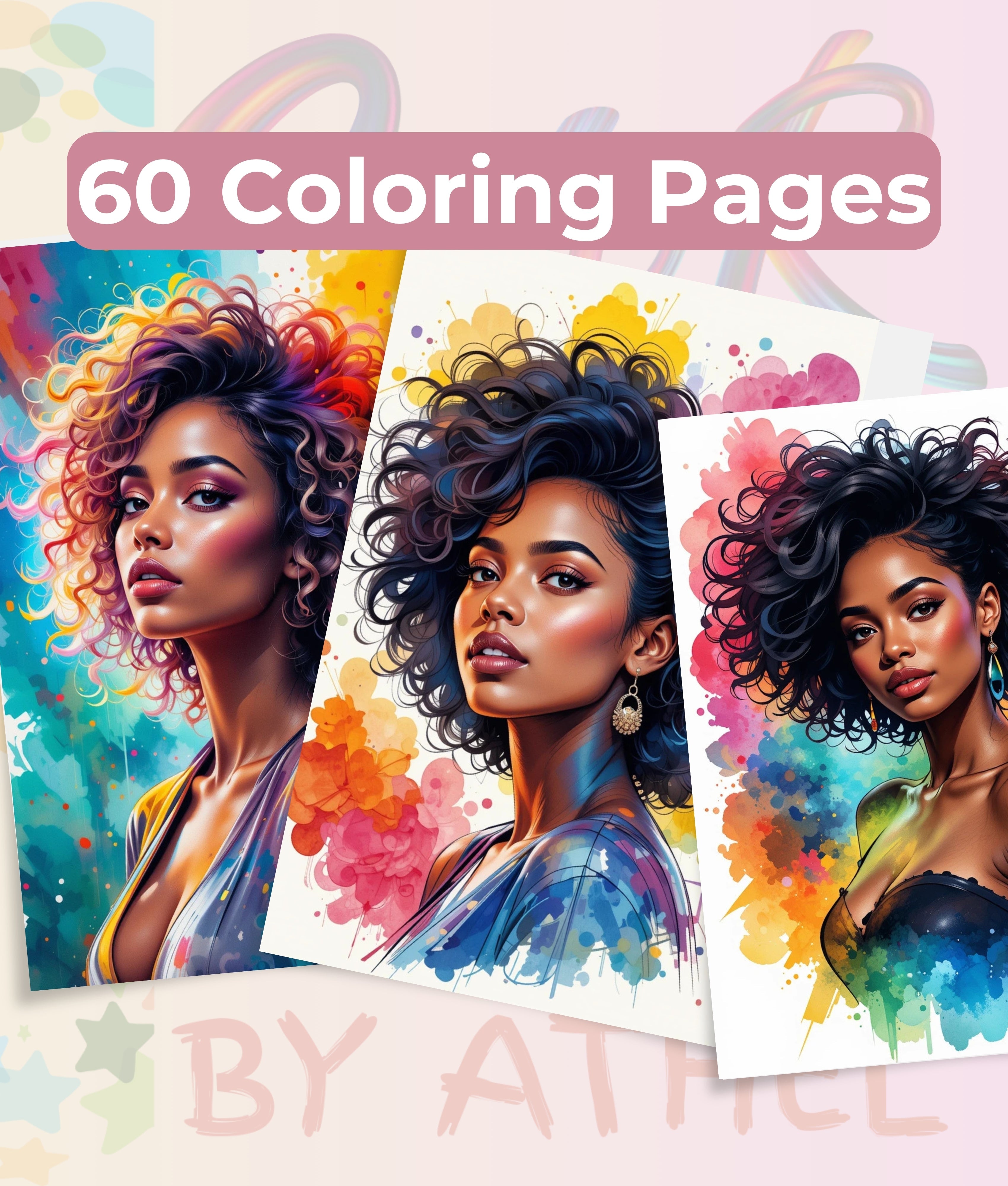 African American Women Portrait Coloring Book Bundle