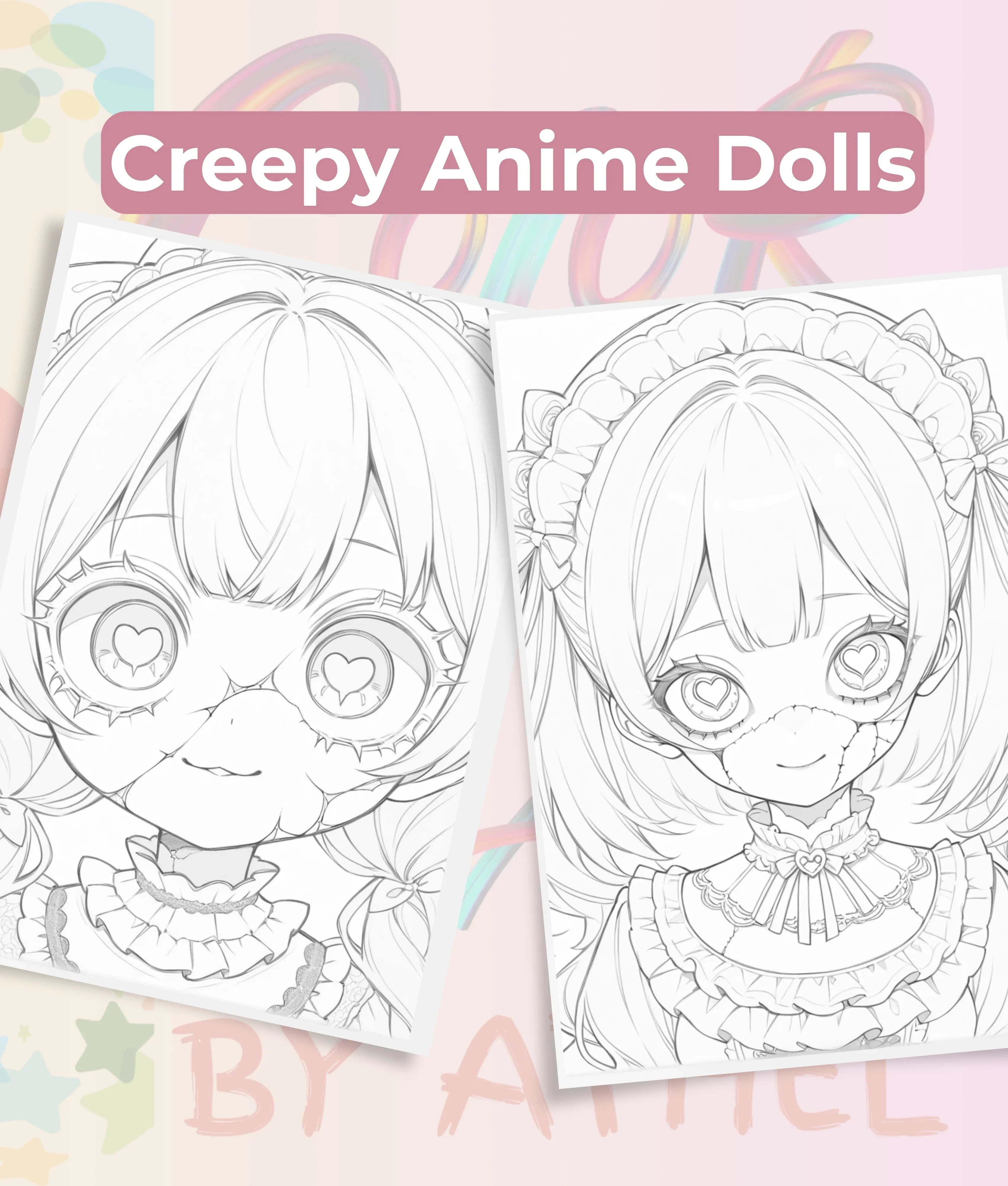 Creepy Kawaii Doll Coloring Book Bundle - CraftNest - Digital Crafting and Art