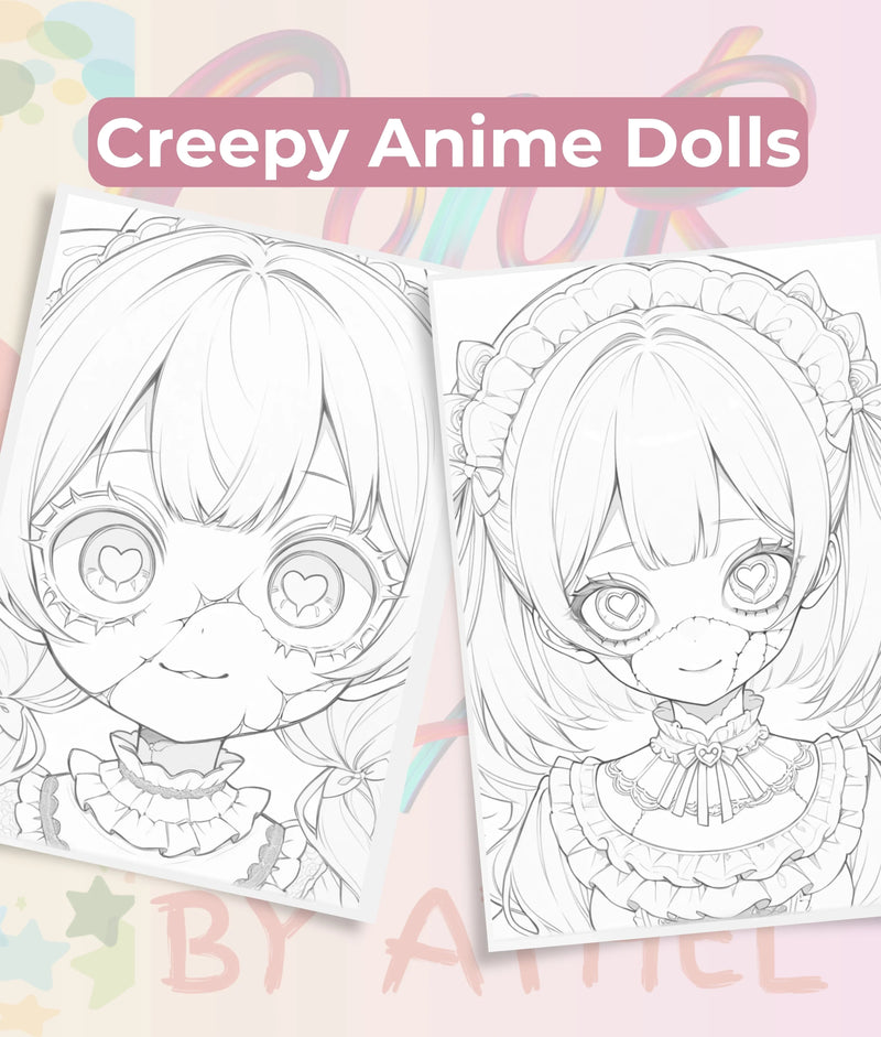 Creepy Kawaii Doll Coloring Book Bundle - CraftNest - Digital Crafting and Art