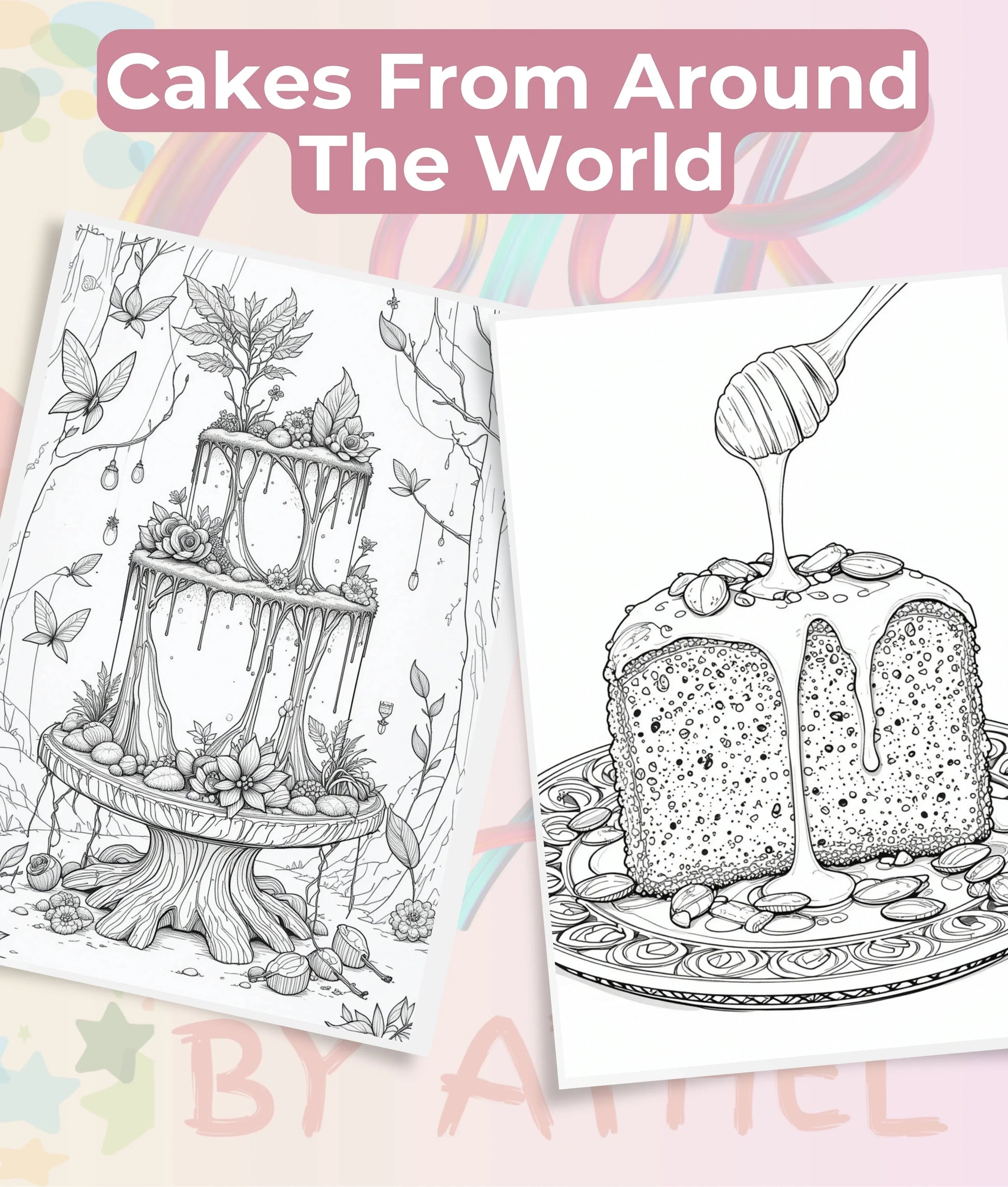Cakes of the World Coloring Book Bundle - CraftNest - Digital Crafting and Art
