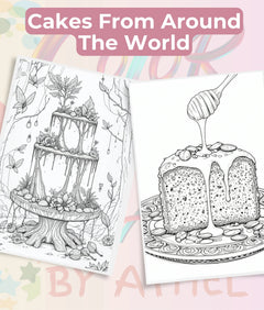 Cakes of the World Coloring Book Bundle - CraftNest - Digital Crafting and Art