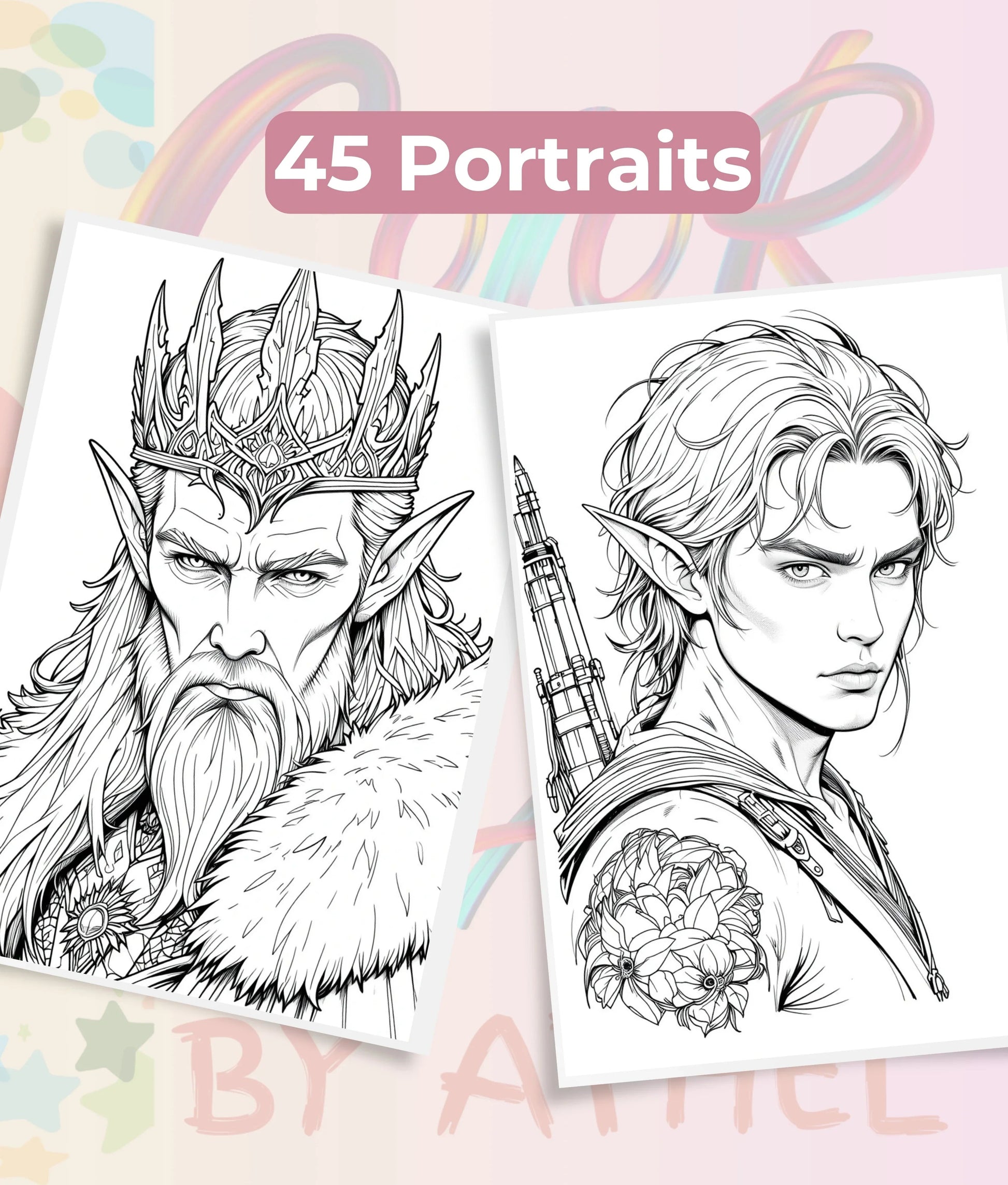 Elven Portraits Coloring Book Bundle - CraftNest - Digital Crafting and Art