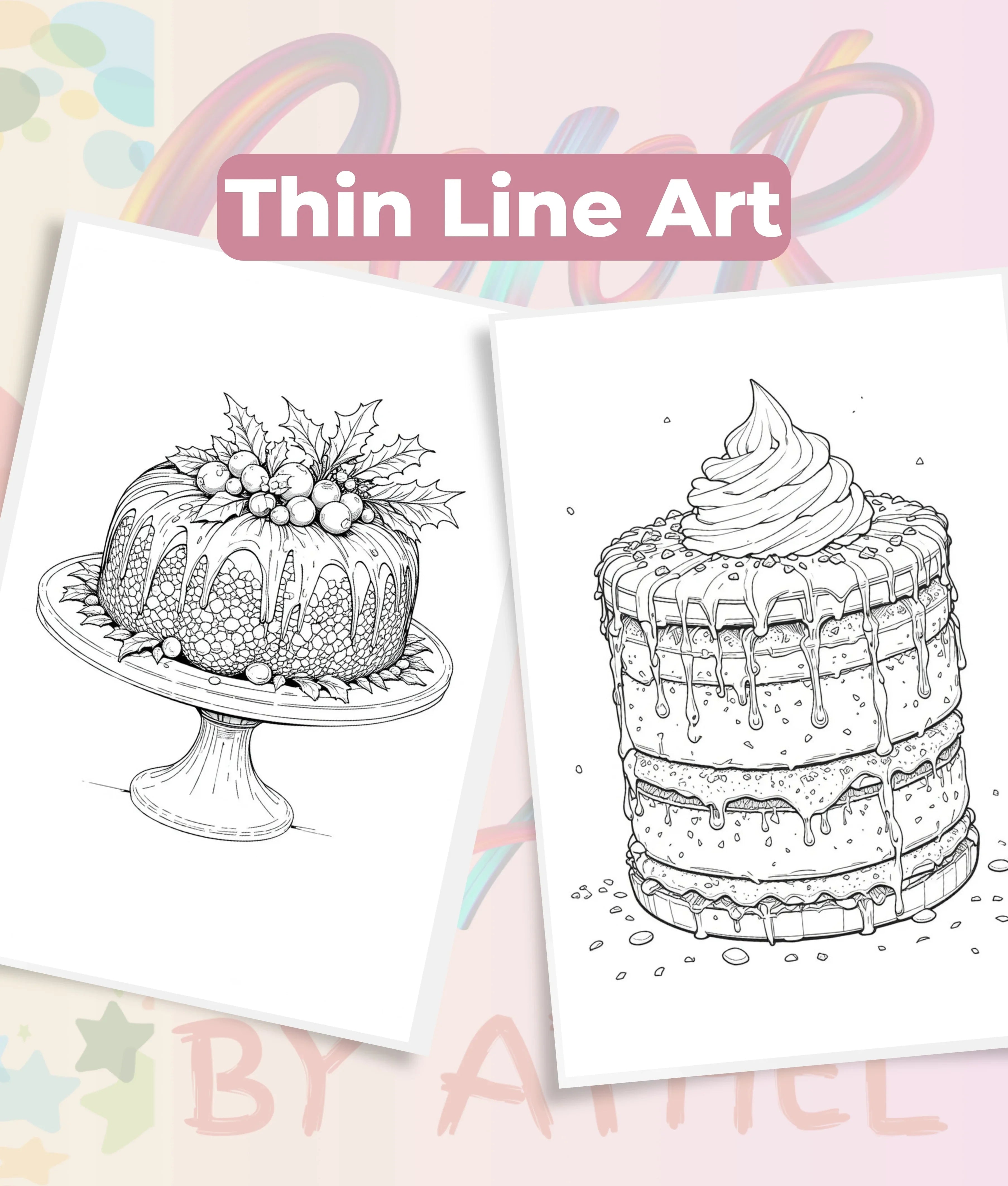 Cakes of the World Coloring Book Bundle - CraftNest - Digital Crafting and Art