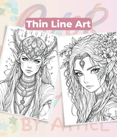 Elven Portraits Coloring Book Bundle - CraftNest - Digital Crafting and Art
