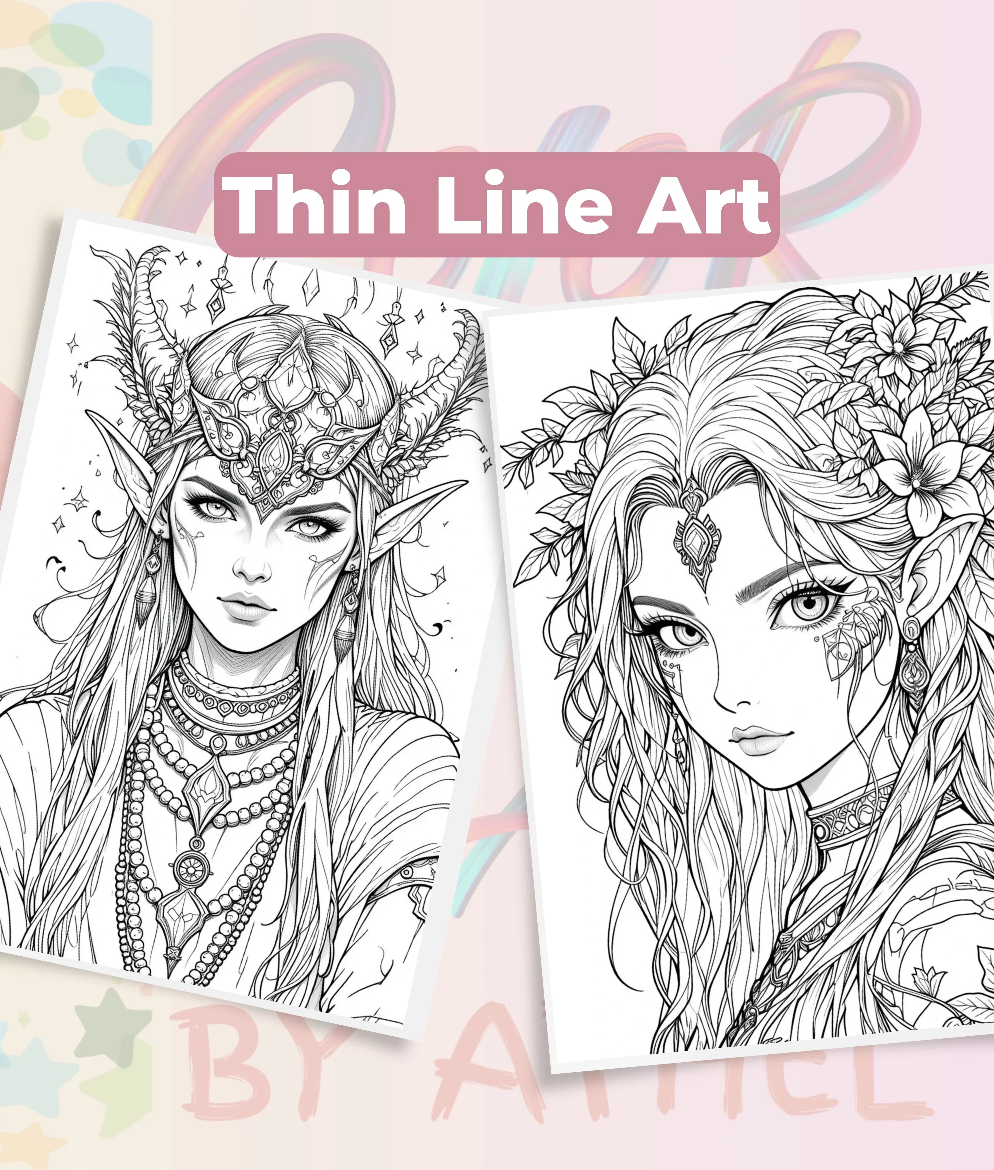 Elven Portraits Coloring Book Bundle - CraftNest - Digital Crafting and Art