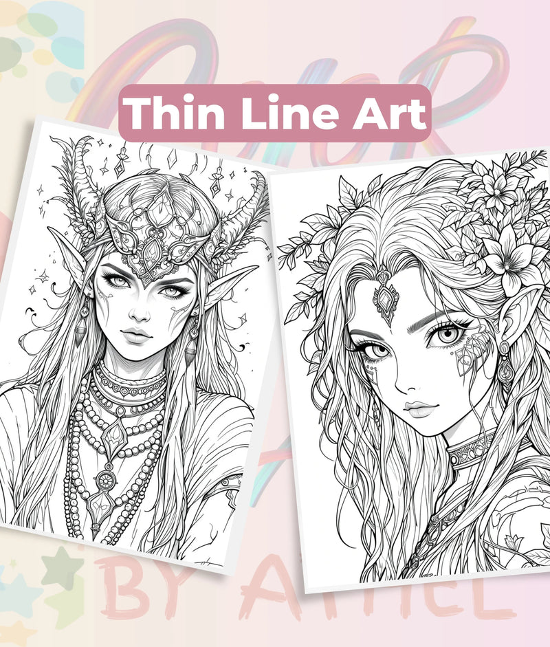 Elven Portraits Coloring Book Bundle - CraftNest - Digital Crafting and Art