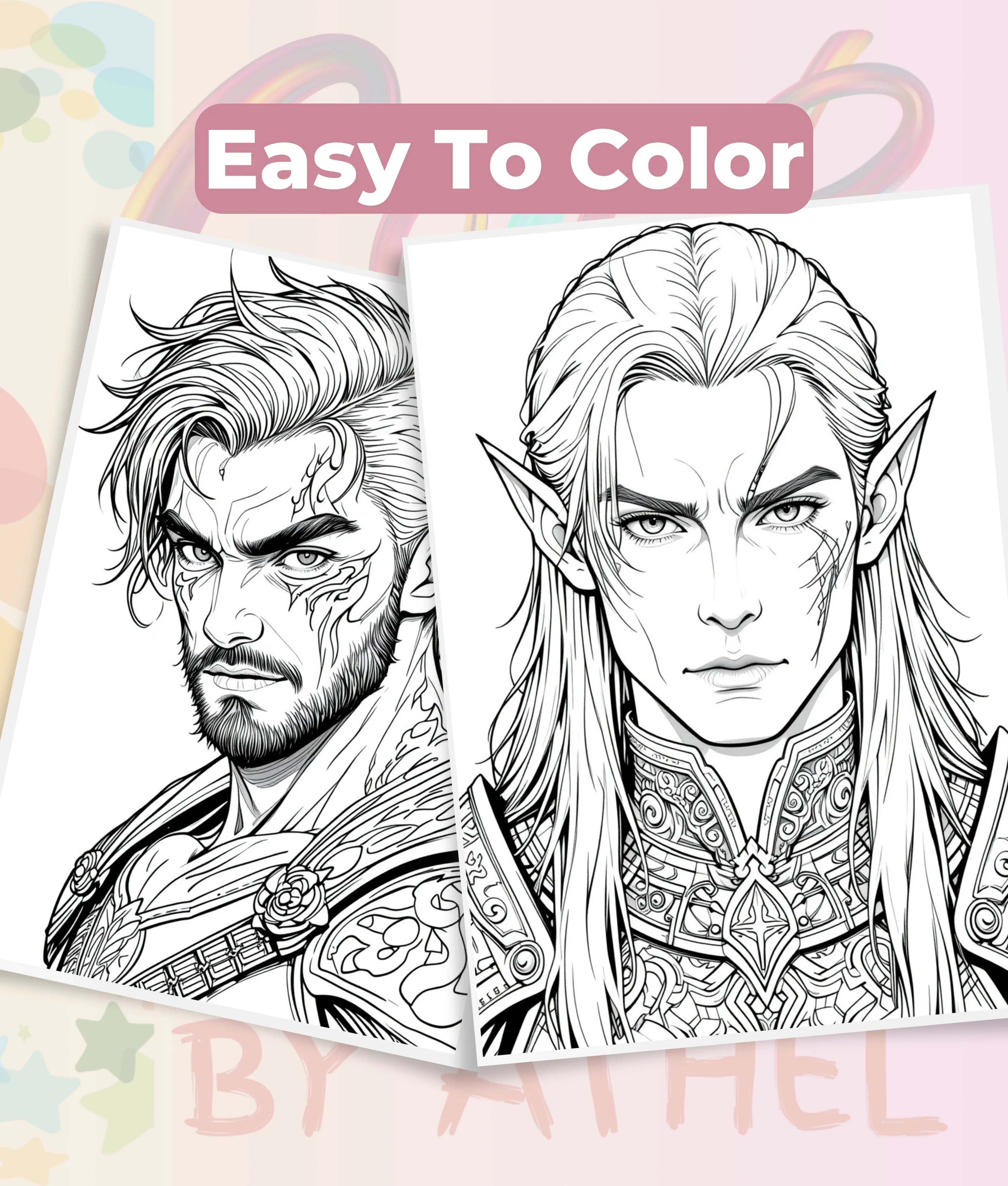 Elven Portraits Coloring Book Bundle - CraftNest - Digital Crafting and Art