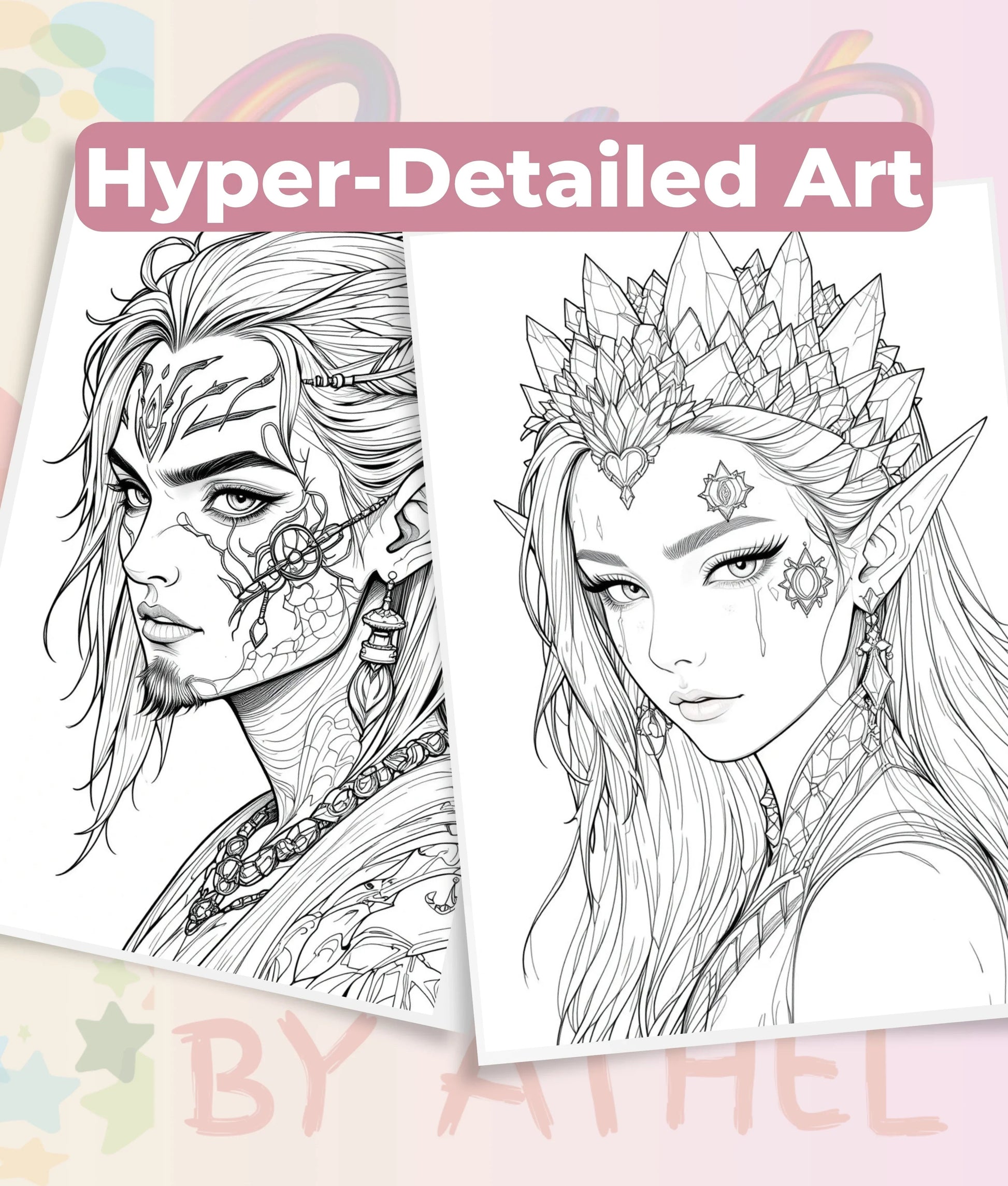 Elven Portraits Coloring Book Bundle - CraftNest - Digital Crafting and Art