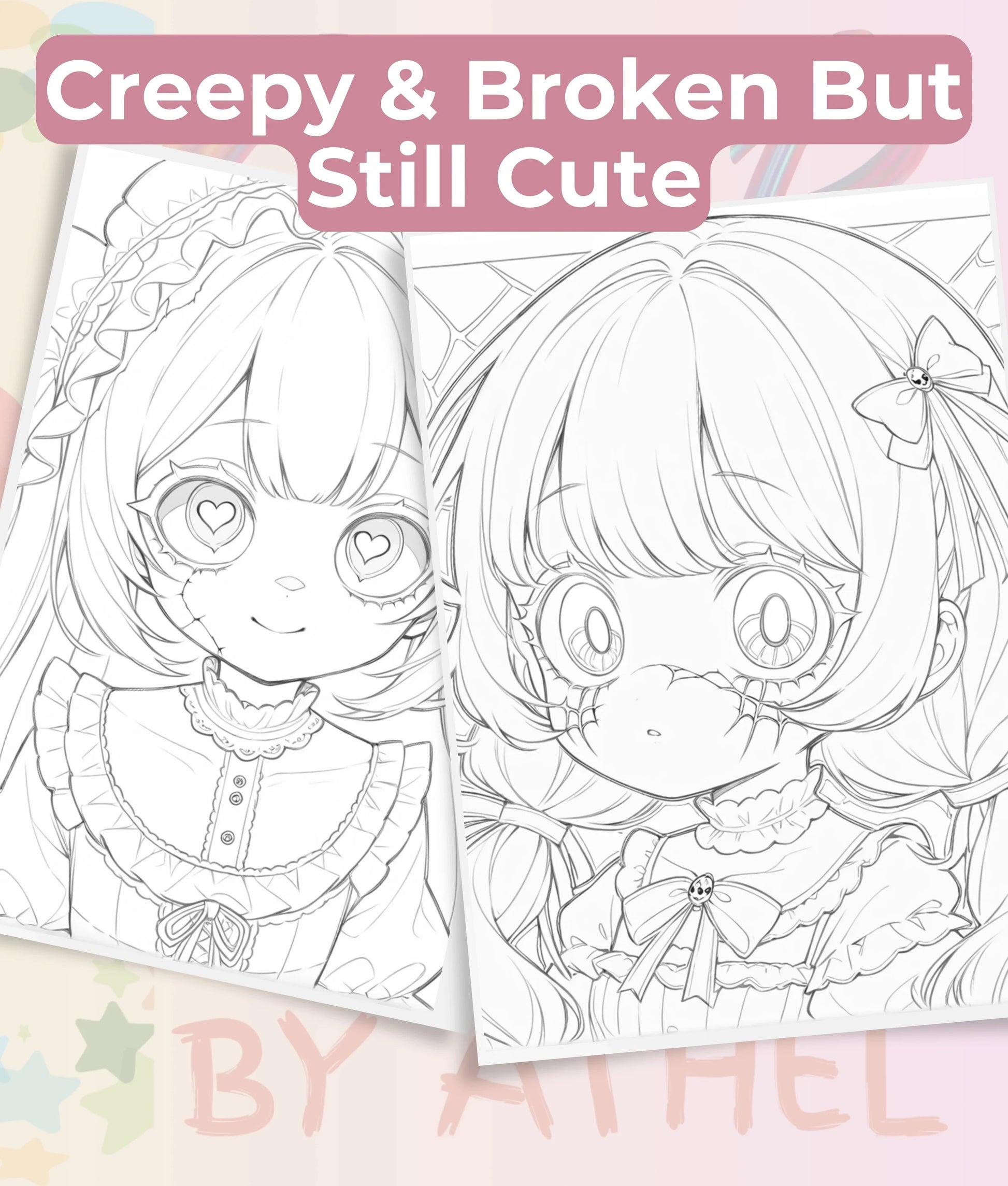 Creepy Kawaii Doll Coloring Book Bundle - CraftNest - Digital Crafting and Art