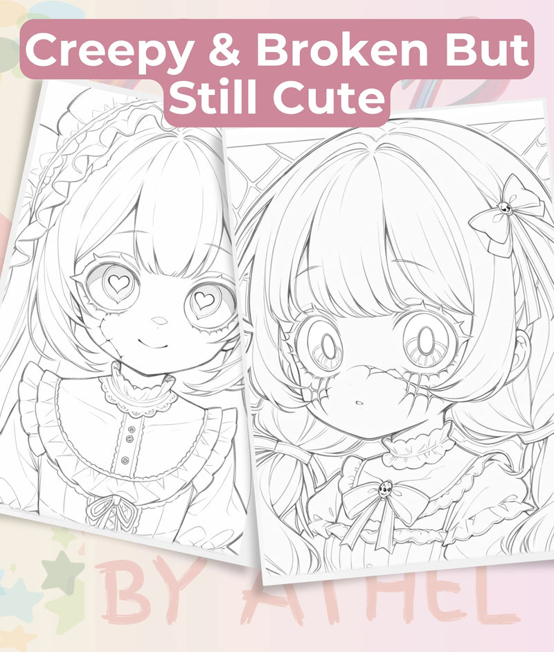Creepy Kawaii Doll Coloring Book Bundle - CraftNest - Digital Crafting and Art
