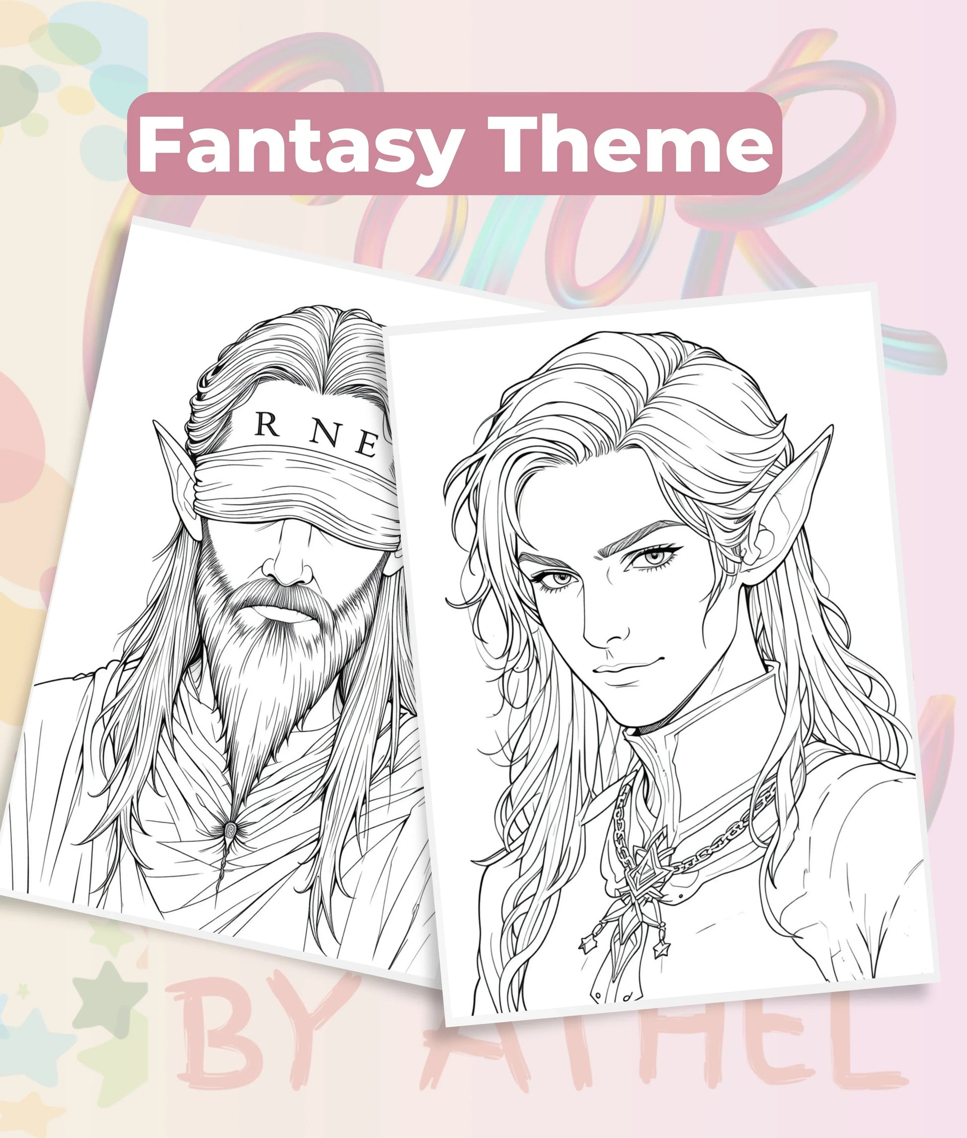 Elven Portraits Coloring Book Bundle - CraftNest - Digital Crafting and Art