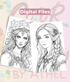 Elven Portraits Coloring Book Bundle - CraftNest - Digital Crafting and Art