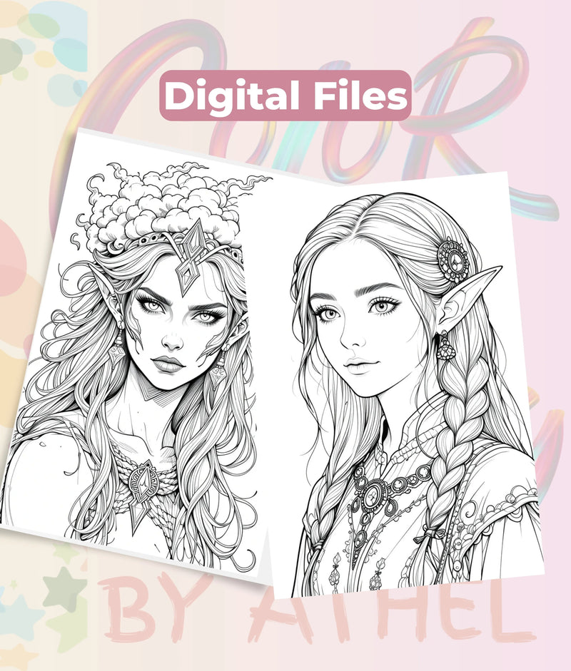 Elven Portraits Coloring Book Bundle - CraftNest - Digital Crafting and Art