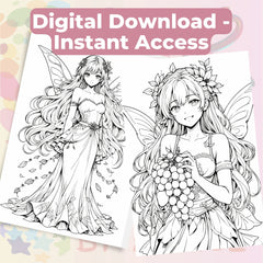 Anime Autumn Fairies Coloring Book Bundle - CraftNest - Digital Crafting and Art