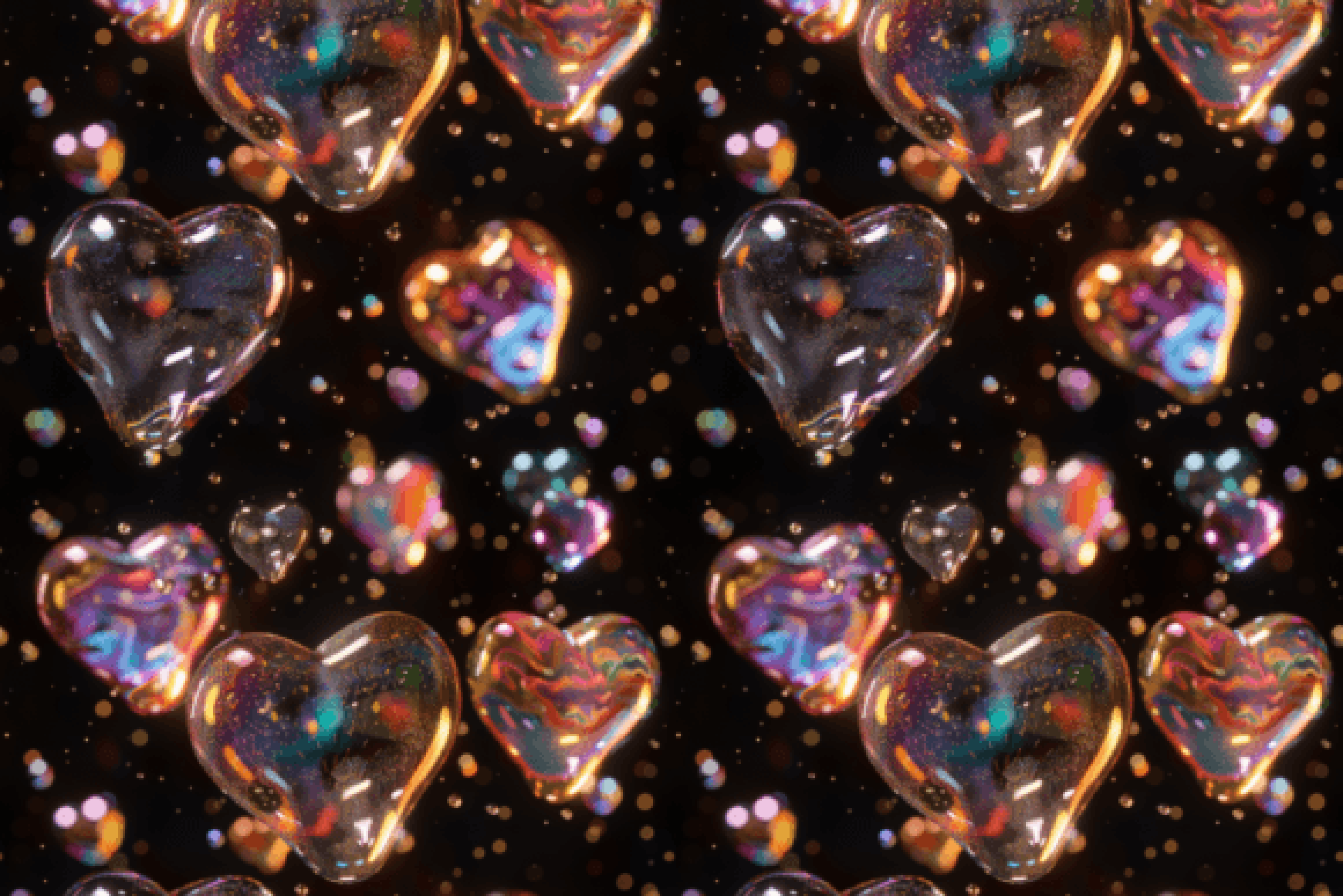 3D Bubble Hearts Digital Paper