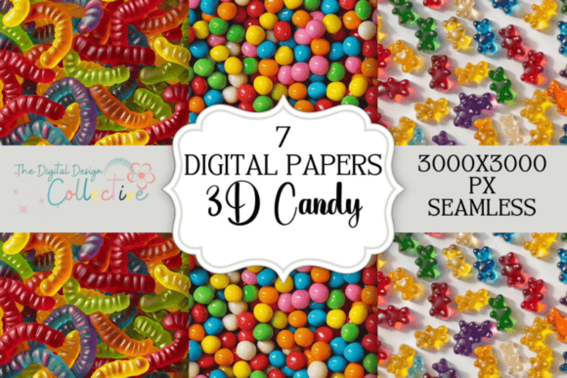 3D Candy Seamless Digital Paper - CraftNest - Digital Crafting and Art
