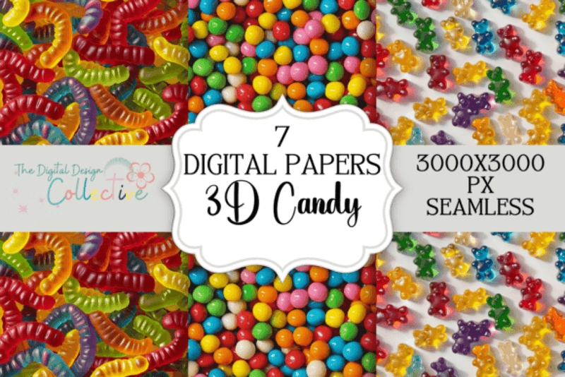 3D Candy Seamless Digital Paper - CraftNest - Digital Crafting and Art
