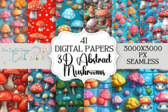 3D Colorful Abstract Mushroom Seamless Digital Paper - CraftNest - Digital Crafting and Art