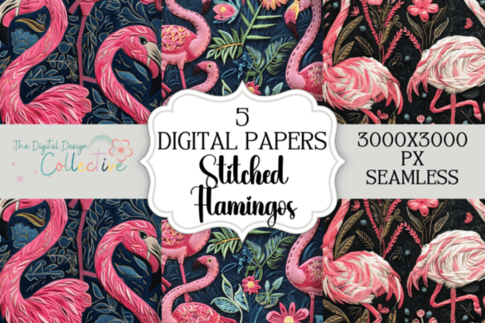 3D Flamingo Seamless Digital Paper - CraftNest - Digital Crafting and Art