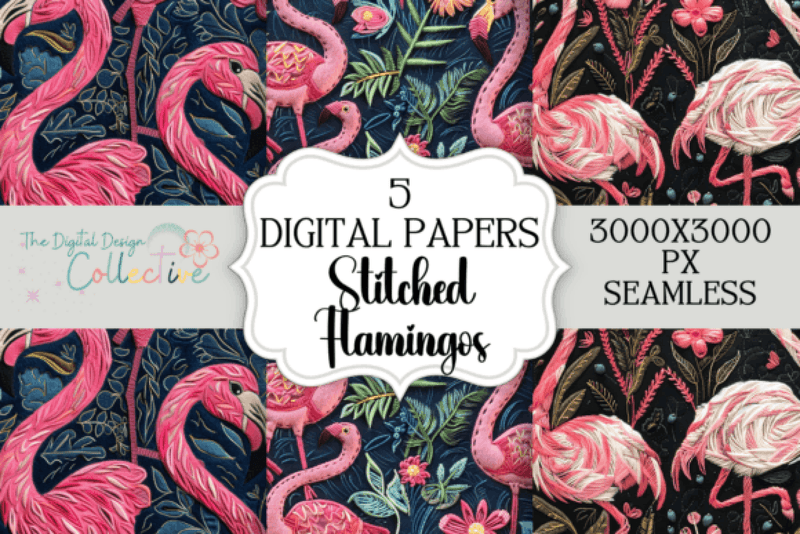 3D Flamingo Seamless Digital Paper - CraftNest - Digital Crafting and Art