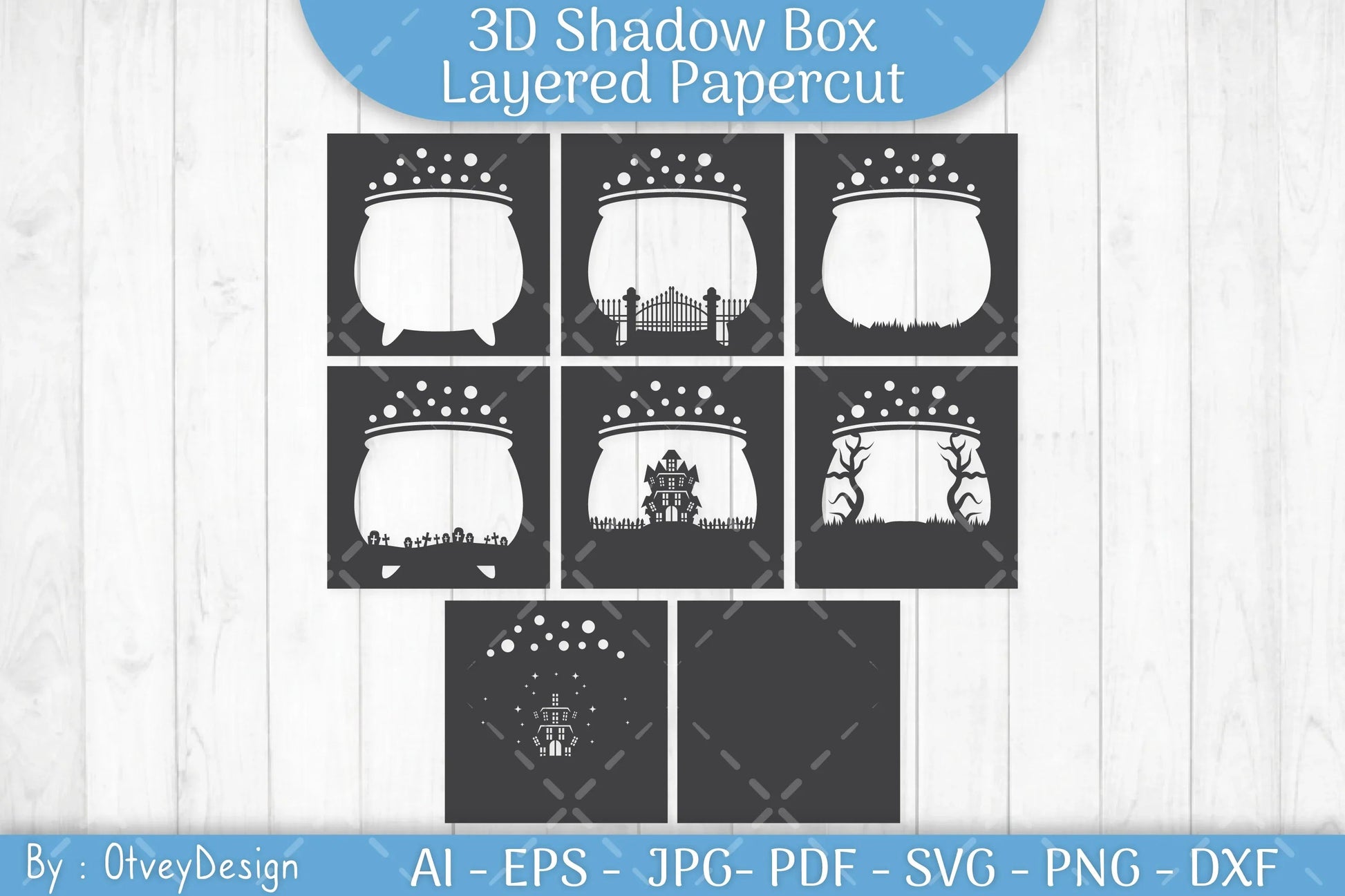3D Halloween Shadow Box Papercut SVG Bundle - CraftNest - Digital Crafting and Art