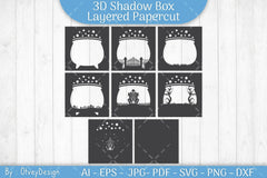 3D Halloween Shadow Box Papercut SVG Bundle - CraftNest - Digital Crafting and Art