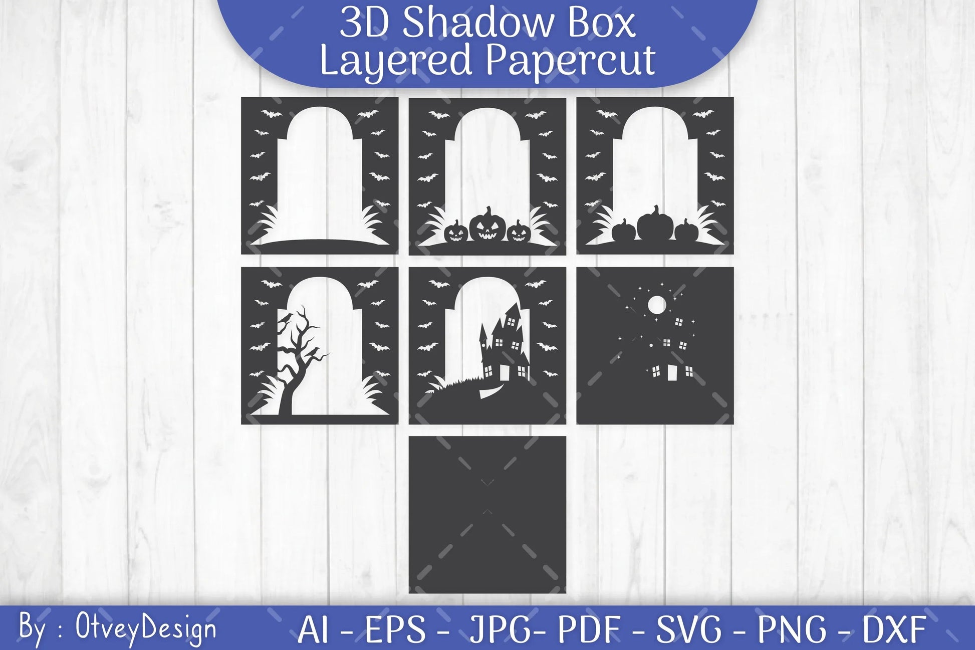 3D Halloween Grave Shadow Box Scene SVG Bundle - CraftNest - Digital Crafting and Art