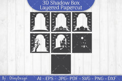 3D Halloween Grave Shadow Box Scene SVG Bundle - CraftNest - Digital Crafting and Art