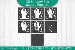 3D Halloween Scene Hand Shadow Box SVG Bundle - CraftNest - Digital Crafting and Art