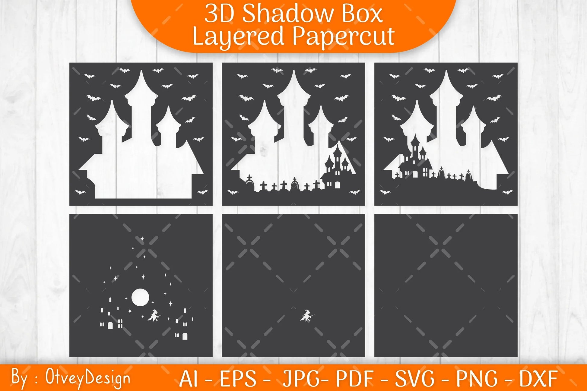 3D Halloween Scene Inside House Shadow Box SVG Bundle - CraftNest - Digital Crafting and Art