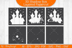 3D Halloween Scene Inside House Shadow Box SVG Bundle - CraftNest - Digital Crafting and Art
